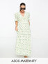 Фото #2 товара ASOS DESIGN Maternity cotton midi smock dress in cream based green floral print