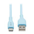 Фото #2 товара Tripp U038AB-006-S-LB Safe-IT USB-A to USB-C Antibacterial Cable - USB 2.0 - Ultra Flexible (M/M) - Light Blue - 6 ft. (1.8 m) - 1.83 m - USB A - USB C - USB 2.0 - 480 Mbit/s - Blue