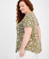 JM Collection Plus Size Geo Etch Short-Sleeve Top, Created for Macy's Army Green Combo, 0X - фото #2