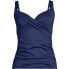 Women's Long V-Neck Wrap Underwire Tankini Swimsuit Top Adjustable Straps