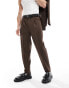 ASOS DESIGN tapered herringbone suit trouser in brown