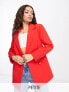 Фото #1 товара Miss Selfridge Petite longline fitted waist blazer in red