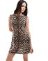 ASOS DESIGN leopard print slash neck mini dress