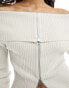 Weekday Vanna zip through off-shoulder cardigan in off-white