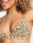 Volcom yess leopard triangle bikini top in multi M - фото #6