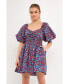 ფოტო #3 პროდუქტის Women's Bright Floral Ruched Poplin Mini Dress