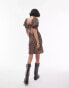 Topshop ruched front tea dress in animal print