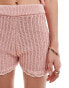 Фото #2 товара ASOS DESIGN knitted shorts co-ord in pink