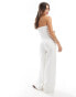 Pimkie tailored bandeau eyelet detail wide leg jumpsuit in white