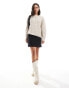 ASOS DESIGN chunky crew neck rib jumper in oatmeal