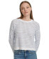 Фото #1 товара Petite Cotton Striped Pointelle Sweater