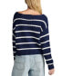 Фото #2 товара Women's Cotton Striped Boat-Neck Sweater