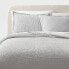 Twin/Twin Extra Long Washed Waffle Weave Duvet Cover and Sham Set Light Gray -