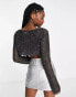 Фото #2 товара Weekday Blake co-ord crop top in sparkly black