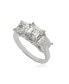 Suzy Levian Sterling Silver White Cubic Zirconia 3-Stone Engagement Ring
