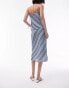 Фото #3 товара Topshop georgette 90s length skirt in blue diagonal stripe co-ord