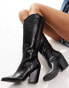 Фото #8 товара ASOS DESIGN Wide Fit Claudia western knee boots in black