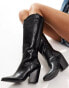 Фото #4 товара ASOS DESIGN Wide Fit Claudia western knee boots in black