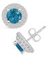 ფოტო #1 პროდუქტის London Topaz (2-1/3 ct. t.w.) and Diamond (1/2 ct. t.w.) Halo Stud Earrings in 14K White Gold