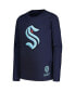 ფოტო #3 პროდუქტის Big Boys Navy Seattle Kraken Throwback Logo Long Sleeve T-shirt