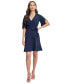 Women's Surplice-Neck Tulip-Sleeve Belted Dress