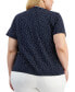 ფოტო #2 პროდუქტის Plus Size V-Neck Dot-Print Top