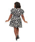 ფოტო #2 პროდუქტის Plus Size Printed Knit Puff Short Sleeve Group Chat Fit & Flare Dress