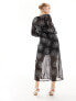Фото #7 товара New Look v neck chiffon ruffle midaxi dress in black pattern