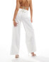 River Island high waist wide leg trouser in white