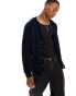 ASOS DESIGN relaxed knitted chenille cardigan in navy