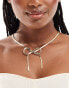 ASOS DESIGN necklace with snake chain bow detail in gold tone