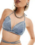 Фото #2 товара Noisy May festival denim bralette co-ord in medium wash