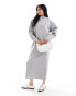 Фото #1 товара ASOS DESIGN curved boat neck sweat midi dress with long sleeve in grey