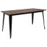 Фото #4 товара 30.25" X 60" Rectangular Black Metal Indoor Table With Walnut Rustic Wood Top