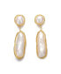 Фото #1 товара Sterling Silver with 14K Gold Plated and 2 Genuine Freshwater Pearl Dangling Earrings
