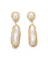 ფოტო #1 პროდუქტის Sterling Silver with 14K Gold Plated and 2 Genuine Freshwater Pearl Dangling Earrings