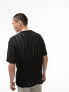 Topman festival oversized crochet t-shirt in black