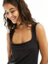 Weekday Antonia square neck vest top in black