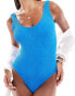 Фото #3 товара ASOS DESIGN Amy crinkle low back swimsuit in blue