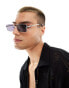 Фото #4 товара ASOS DESIGN rectangle sunglasses with temple detail in silver