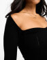 Фото #4 товара Threadbare Petite Vanessa sweetheart neckline ribbed top in black