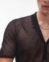 Topman sheer knitted polo in black Черный, L - Chest 42 - фото #3