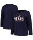 ფოტო #1 პროდუქტის Women's Navy Chicago Bears Plus Size Foiled Play Long Sleeve T-shirt