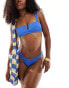 Фото #2 товара ASOS DESIGN Emily rib V-wire crop bikini top in cobalt