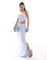 Фото #1 товара ASOS DESIGN co-ord ruched side satin twill maxi skirt in blue