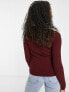 Фото #2 товара ASOS DESIGN Tall knitted top with scoop neck with rib bust detail in dark red