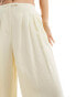 ASOS DESIGN pleated palazzo wide leg trouser with linen in cream