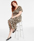 Фото #2 товара Trendy Plus Size Leopard-Print V-Neck Short-Sleeve Midi Dress, Created for Macy's