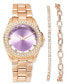 ფოტო #1 პროდუქტის Women's Rose Gold-Tone Bracelet Watch 39mm Gift Set, Created for Macy's