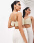 Фото #1 товара ASOS EDITION cami v neck embellished pearl crop top in cream